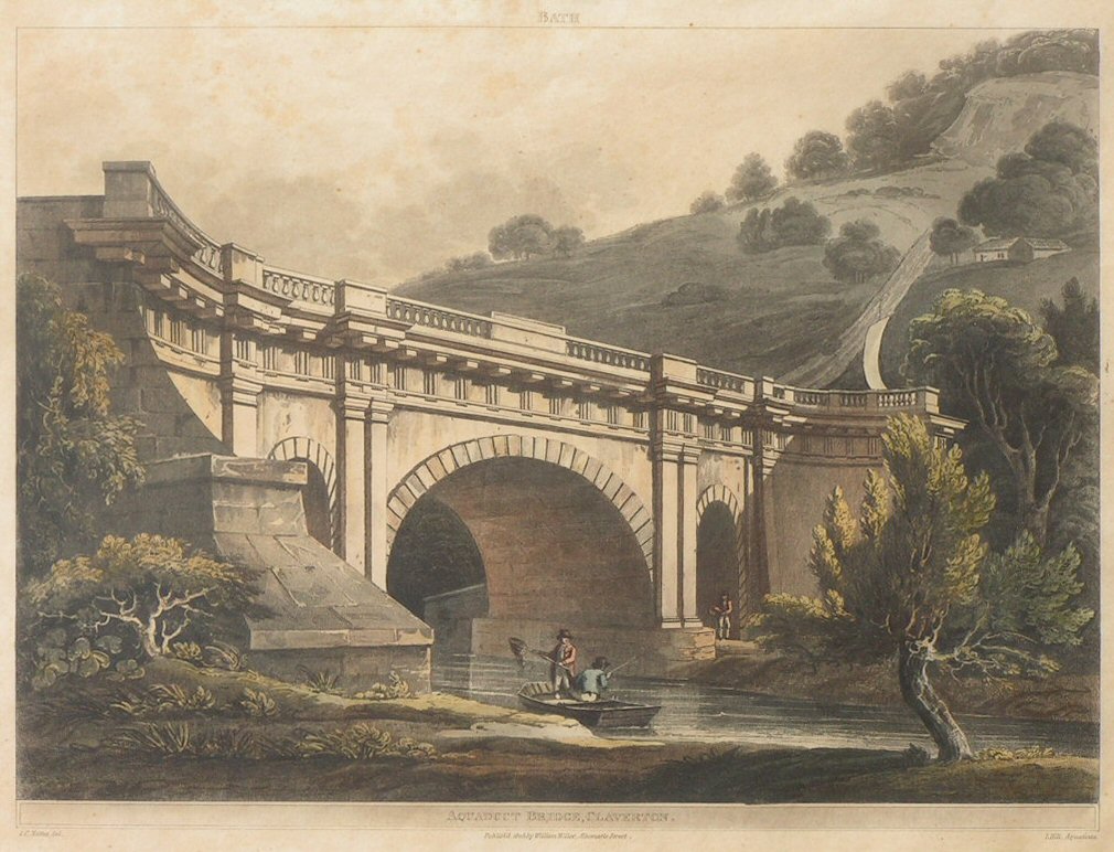 Aquatint - Bath. Aquaduct Bridge, Claverton. - Hill